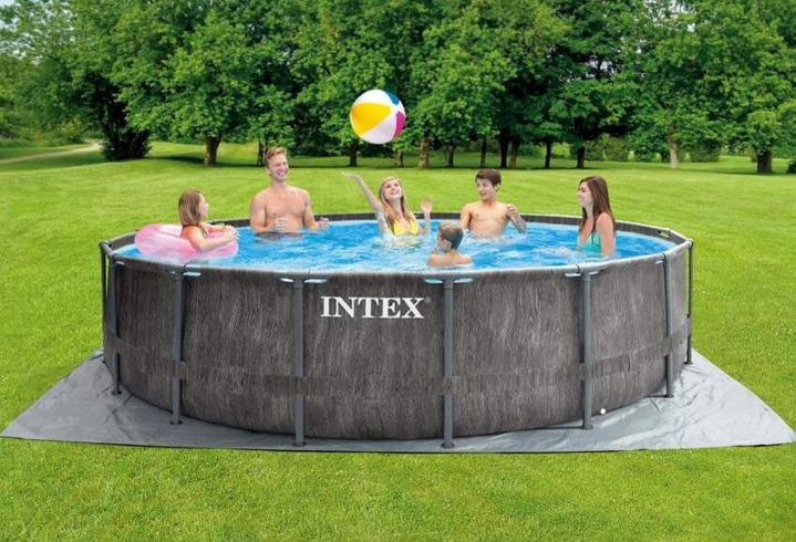 Каркасний басейн Intex 26742, 457 x 122 см + фільтр-насос + сходи + тент + підстилка
