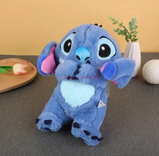 Синяя Мягкая игрушка Стич (Stich) из мультфильма Лило и Стич, дышит, светится, колыбельная