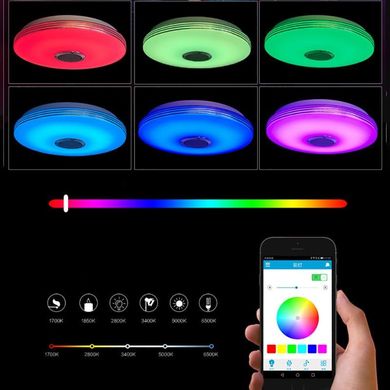 38см светодиодный RGB потолочный светильник bluetooth + пульт дистанционного управления, Разноцветный