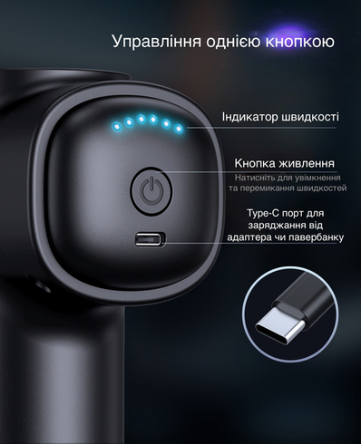 Перкуссионный массажер для тела и мышц, ручной пистолет GYRO Muscle M7 Gun Massager
