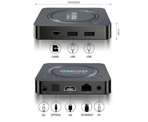 Приставка V-BOX G96 Max W2 4K 4/64 UltraHD Android 11, Черный
