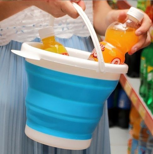 Складане силіконове відро 5л Collapsible Bucket червоне