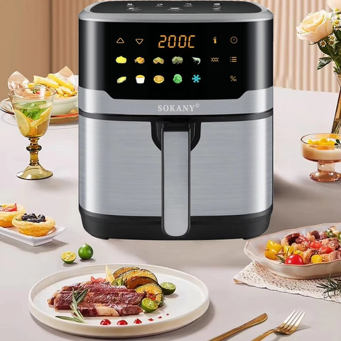 Аэрофритюрница Sokany SK 10085 2200 W Аэрогриль безмасляная мультипечь для приготовления без масла 12л с сенсорным управлением