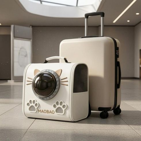 Белый Рюкзак-переноска для кошек S-cat с смотровым окном и вентиляцией