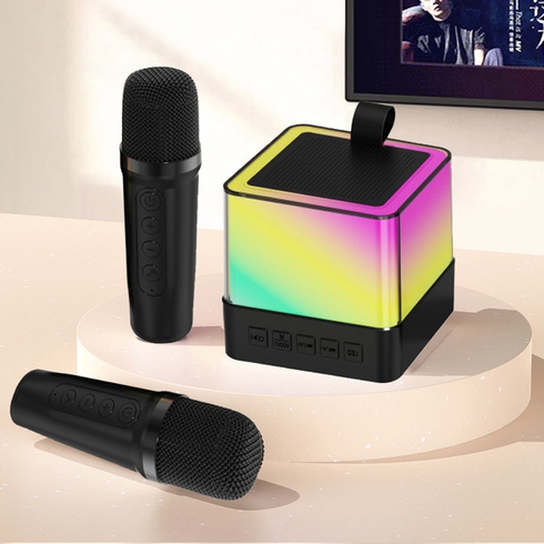 Портативная Bluetooth колонка K18 с LED подсветкой 2 микрофона черный