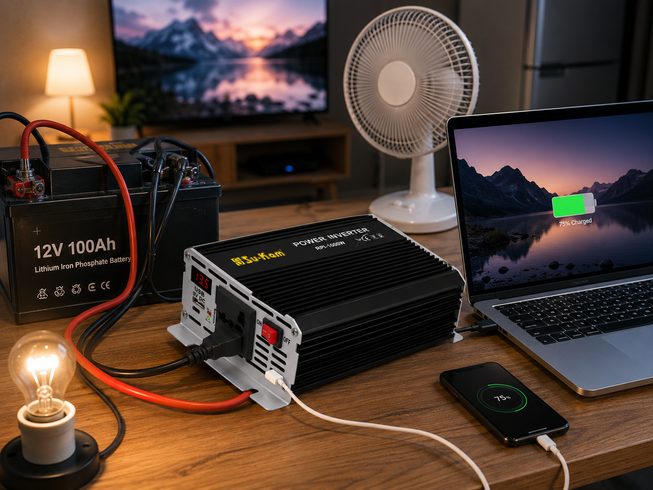 Преобразователь AC/DC RPI 1000W SU-KAM / Инвертор с вольтметром / Преобразователь напряжения 12-220 В