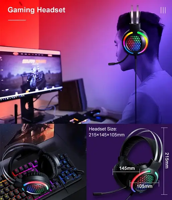 Ігровий комплект клавіатура та миша навушники килимок 4в1 Linmoni TF-400 Kit з RGB підсвічуванням для геймерів, Черный