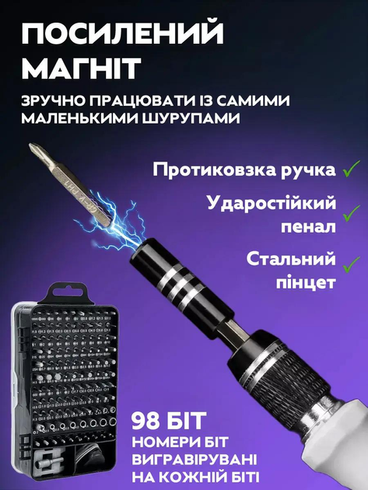 Набір викруток 115 в 1 для ремонту електроніки / Набір інструментів прецизійних викруток Ultimate 115-в-1 для електроніки