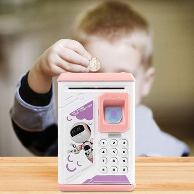 Электронная Копилка сейф с отпечатком пальца и кодовым замком «BODYGUARD» + купюроприемник Розовая