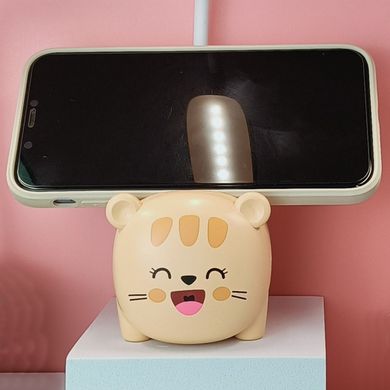 Лампа настольная на гибкой ножке с органайзером для ручек и подставкой телефона Quite Light Kitty аккумуляторная, Розовый