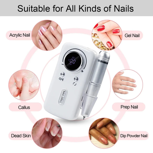 Фрезер для манікюру та педикюру Nail Polisher Machine / Портативний акумуляторний фрезер 6в1 45000 об/хв