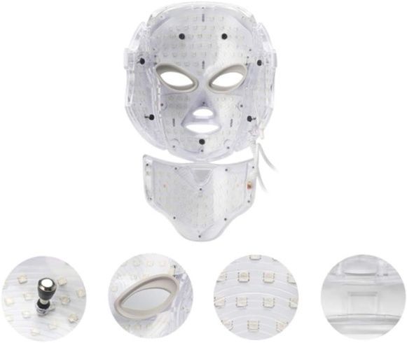 Светодиодная LED маска для лица и шеи 7в1 / Профессиональная LED-маска для светотерапии лица и шеи 7 цветов