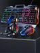 Ігровий комплект клавіатура та миша навушники килимок 4в1 Linmoni TF-400 Kit з RGB підсвічуванням для геймерів, Черный