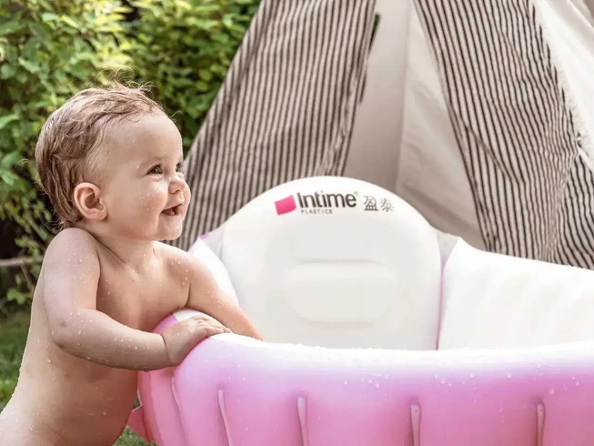 Детская Надувная ванночка с насосом Intime Baby Bath Tub С рождения, Розовая