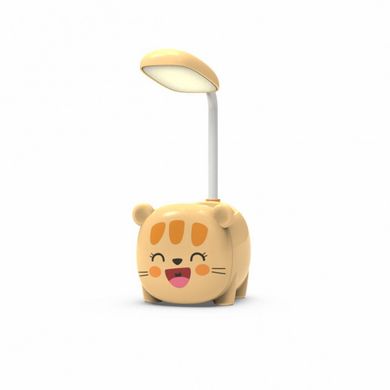 Лампа настільна на гнучкій ніжці з органайзером для ручок та підставкою телефону Quite Light Kitty акумуляторна, Жовтий