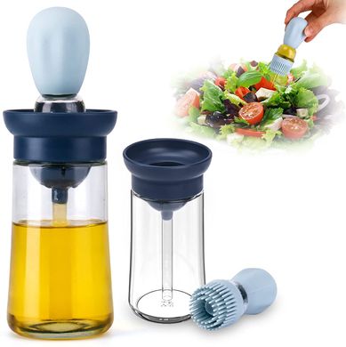 Стеклянный дозатор оливкового масла с щеткой 2 в 1, 180 мл силиконовая капельница для измерения бутылки для приготовления пищи и щетка для выпечки, Прозрачный