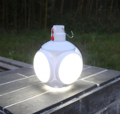 Аккумуляторный светодиодный светильник СОЛНЕЧНАЯ БАТАРЕЯ кемпинг лампа фонарь BL-2029 (Заряд от USB или дневного света), Белый