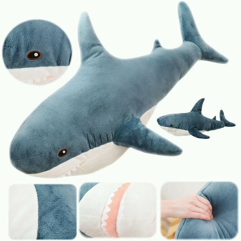 Детская мягкая плюшевая антистресс игрушка-подушка обнимашка Shark Doll "Акула"  80 см