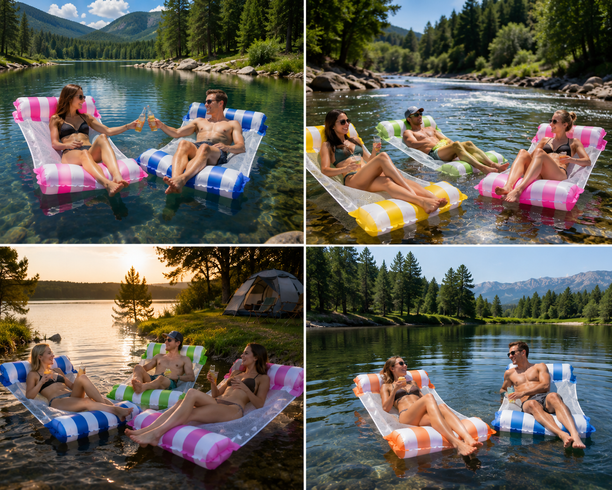 Надувний водний гамак, пліт / Матрац для плавання Pool Loungers / Гамак для плавання з надувними камерами