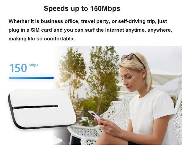 Портативный 4G LTE роутер / Роутер с аккумулятором 150 Мбит/с / Мобильный WiFi роутер со слотом для SIM-карты
