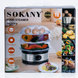 Пароварка трехуровневая Sokany SK-07018 электрическая 11 литров, многофункциональная пароварка 3 яруса 650 Вт, сталь SK07018