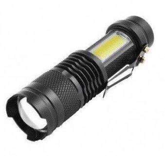 Ручной аккумуляторный фонарик с боковым диодом Power style MX-C83-COB 16.5см., Черный