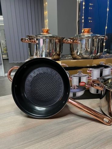 Набір кухонного посуду з нержавіючої сталі Yimattel 12 предметів з індукційним дном
