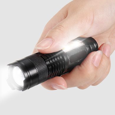 Ручний акумуляторний ліхтарик із бічним діодом Power style MX-C83-COB 16.5см., Черный