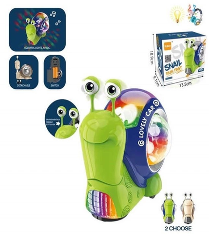 Музична іграшка равлик павлик з 3D проектором, українська мова, зелений