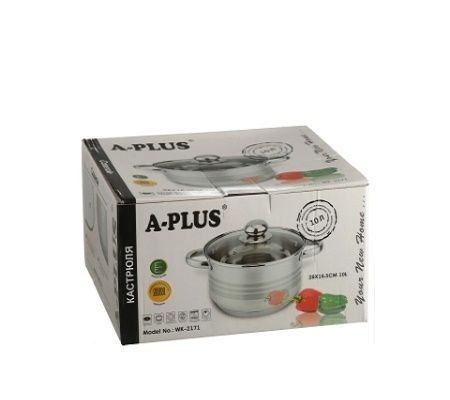 Кастрюля нержавеющая с крышкой A-Plus 2171 (10 л )