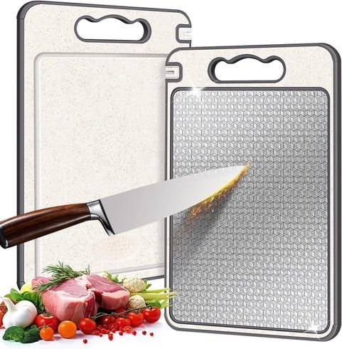 Двостороння обробна дошка 2в1 з нержавіючої сталі / Обробна дошка із захистом від подряпин 36,5&times;25 см