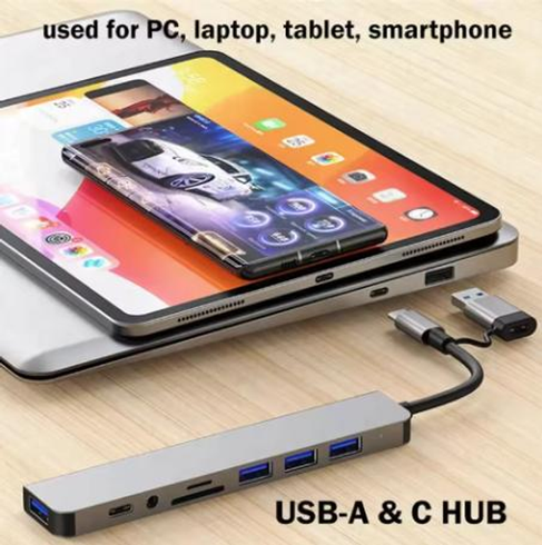Мультифункціональний USB-хаб 8 в 1, універсальний адаптер, концентратор із входом Type-C, кардрідер, HDTV+PD+USB 3.0+SD+TF+Type-C