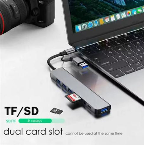 Мультифункціональний USB-хаб 8 в 1, універсальний адаптер, концентратор із входом Type-C, кардрідер, HDTV+PD+USB 3.0+SD+TF+Type-C