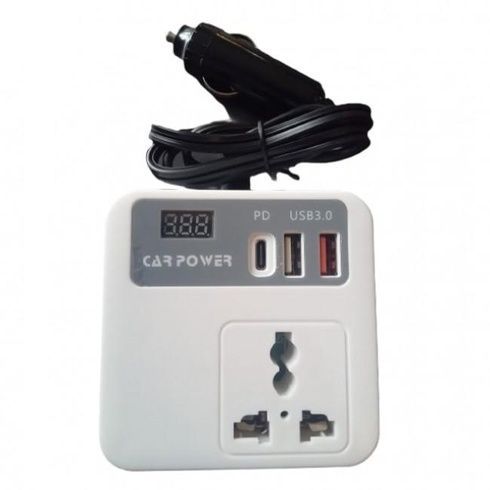 Автомобильный инвертор 12V&ndash;220V с USB и Type-C PD, Car Power, с дисплеем