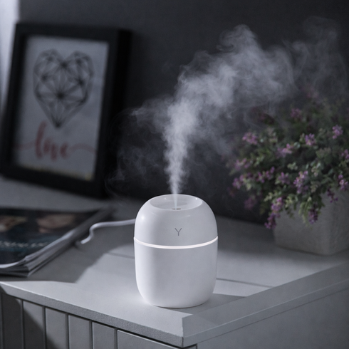 Белый Ультразвуковой мини увлажнитель воздуха USB Humidifier с подсветкой