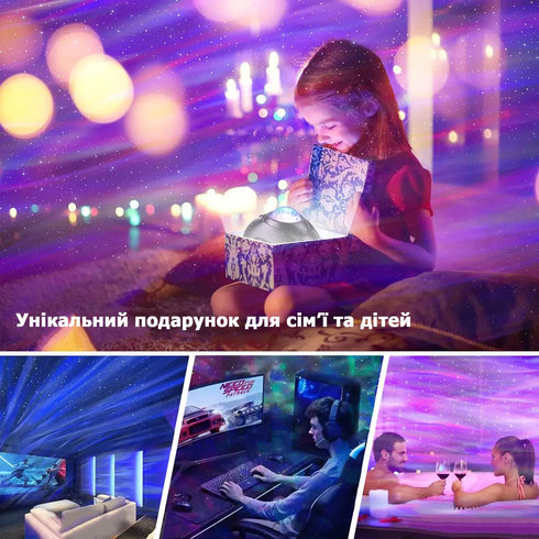 Проектор-ночник звездного неба с колонкой и путом Северное сияние