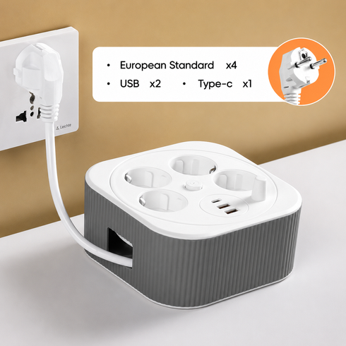 Сетевой удлинитель/фильтр/резветлитель/тройник (A107/PNS-05) (4м, LED, 4-220V, 2-USB, 1-PD (Type-C)