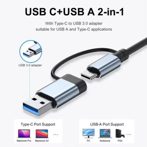 Мультифункціональний USB-хаб 8 в 1, універсальний адаптер, концентратор із входом Type-C, кардрідер, HDTV+PD+USB 3.0+SD+TF+Type-C