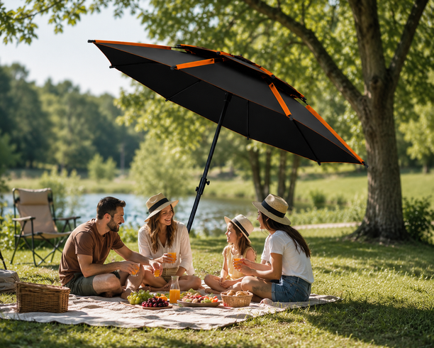 Зонтик от солнца с наклоном 2,6м / Зонтик садовый / Зонтик с наклоном для пляжа и рыбалки