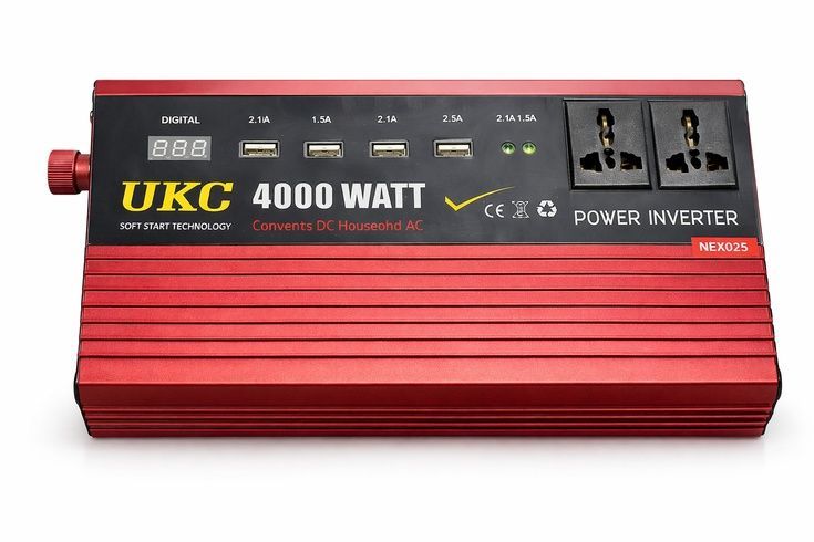 Перетворювач напруги Power Inverter 4000W з 12V на 220, Червоний