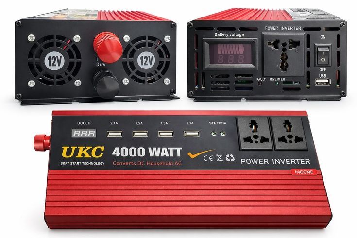 Перетворювач напруги Power Inverter 4000W з 12V на 220, Червоний