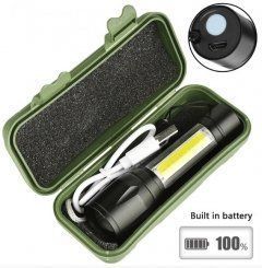 Ручной аккумуляторный фонарик с боковым диодом Power style MX-829-COB , Черный