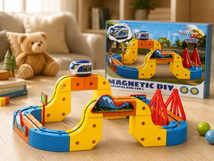 Магнитный конструктор поезд Magnetic DIY Rail Car / Детский конструктор / Магнитная железная дорога для детей