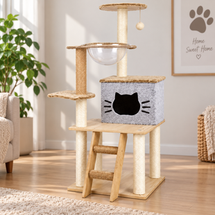 Игровой комплекс для кошек APOLLO-2 с когтеточкой / Многоуровневый домик 50&times;40&times;125 см