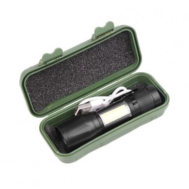Ручной аккумуляторный фонарик с боковым диодом Power style MX-829-COB , Черный