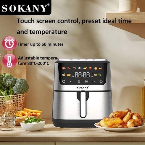 Аэрофритница электрическая Sokany SK-10066 Электрическая фритюрница без масла с таймером / Аэрогриль 9.5 л 2400 Вт