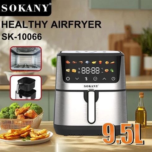 Аэрофритница электрическая Sokany SK-10066 Электрическая фритюрница без масла с таймером / Аэрогриль 9.5 л 2400 Вт