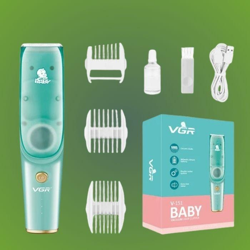 Безшумна машинка для стрижки дітей та немовлят VGR Baby V-151, Бездротовий тример 3 насадки з витяжкою