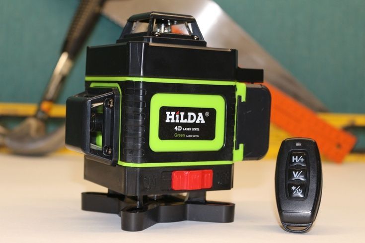 Лазерний рівень нівелір для стяжки підлоги HILDA 4D 16 ліній 360 &deg; градусів самовирівнюється Зелений промінь + пульт + акумулятор з дисплеєм